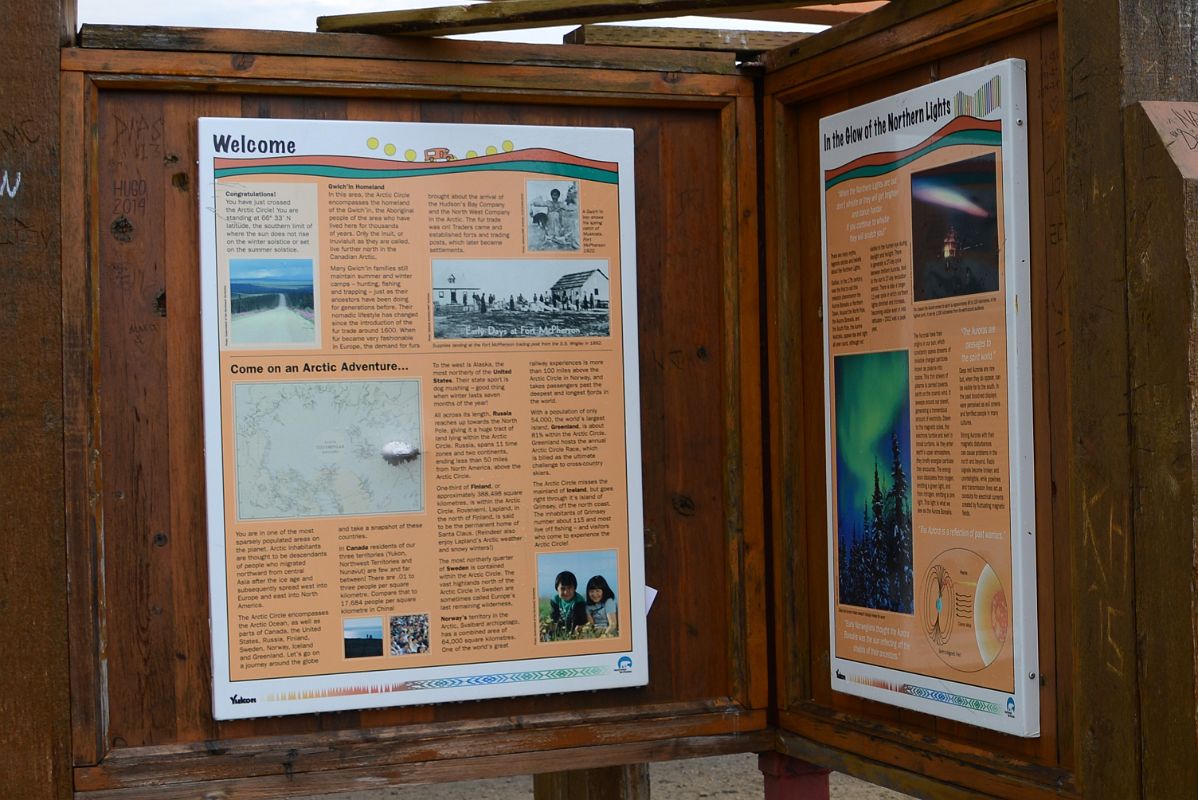 25B Interpretive Info On The Arctic Circle Sign Next To Dempster Highway In Yukon On Day Trip From Inuvik